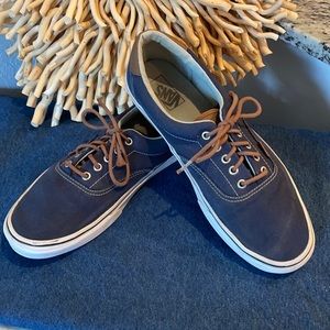Vans blue cloth with brown laces and tongue